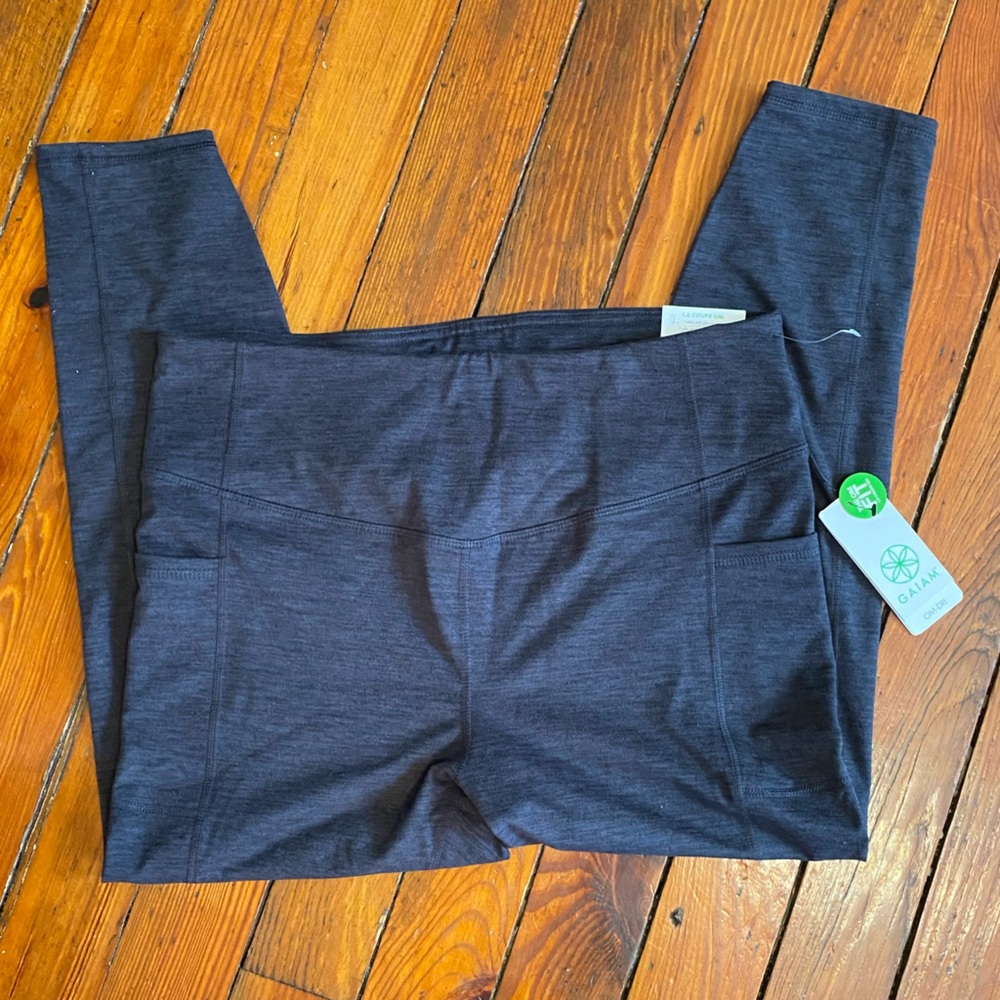 GAIAM OM-DRI Fit Highrise 7/8 Black Heather Yoga Leggings Size XL NWT